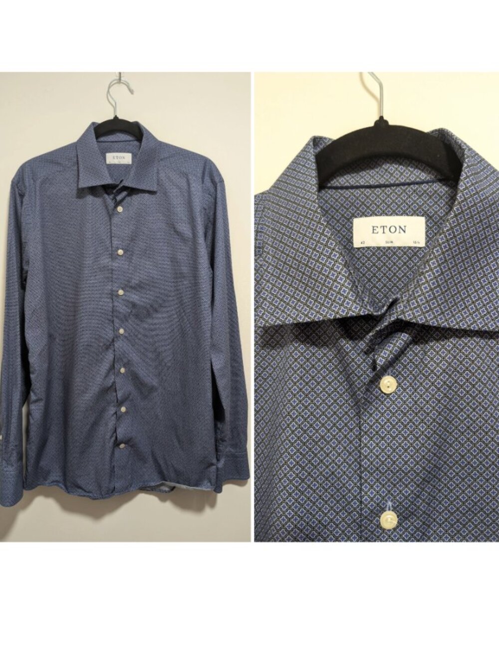 ETON | Fine Twill Floral Medallion Slim Fit Shirt In Blue